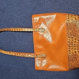 Brahmin Vintage Brown Tote Bag Great Condition Missing Logo Charm With COA